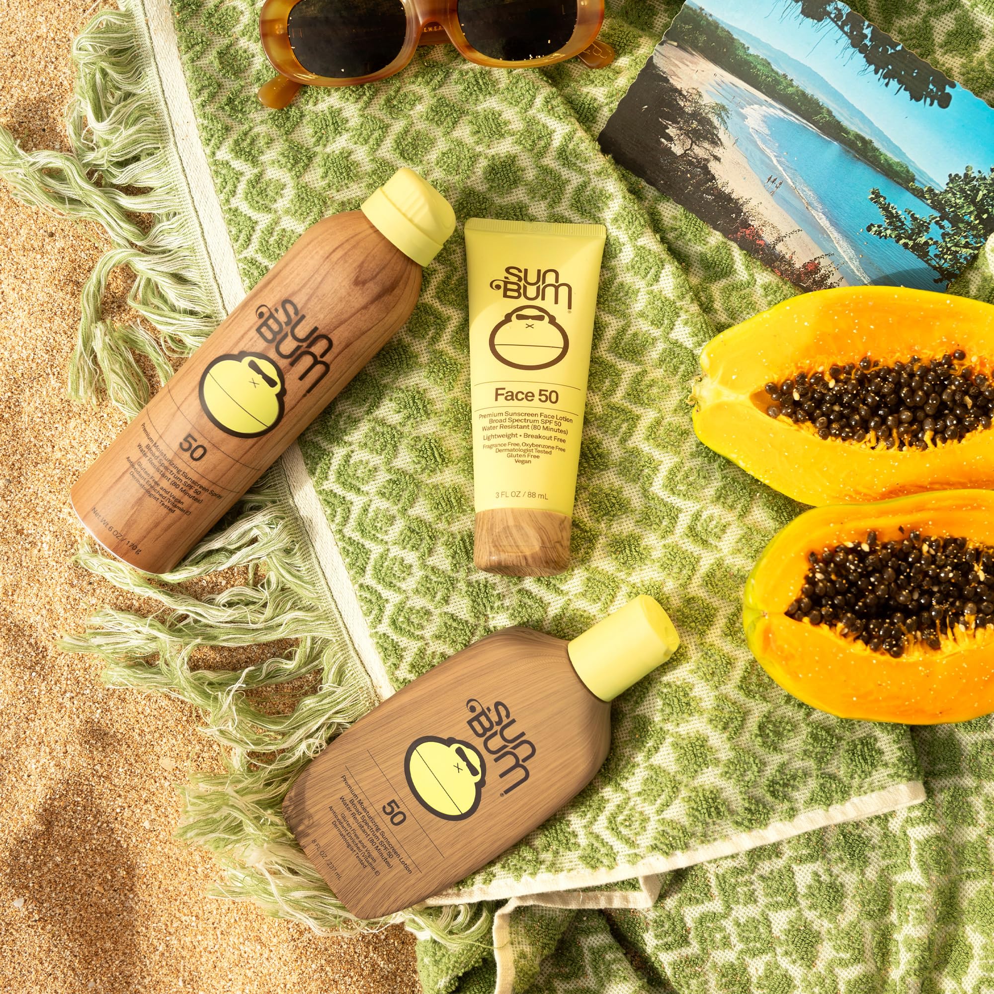 Travel-size 3 oz Sun Bum SPF 50 face lotion for on the go protection