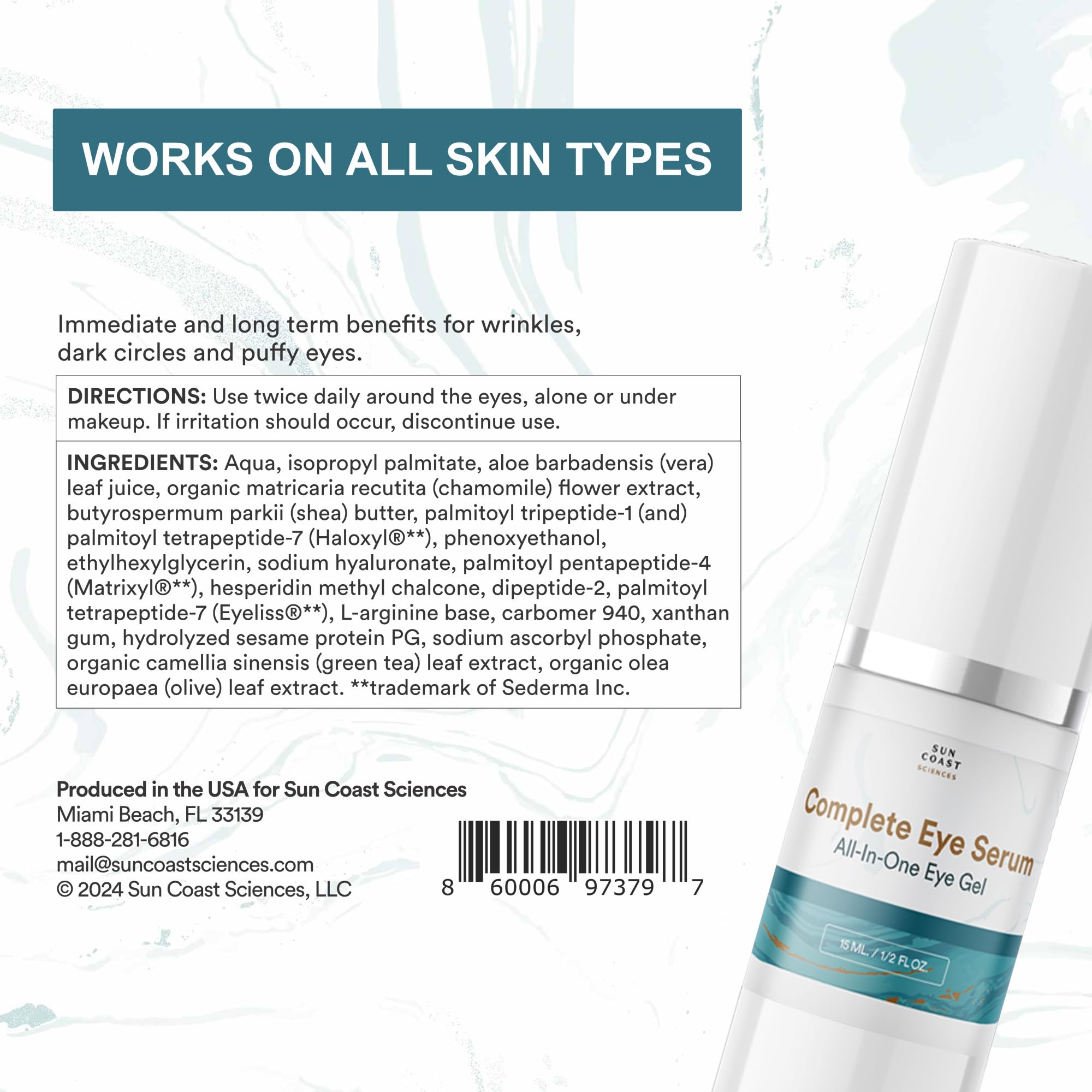 Sun Coast Sciences Complete Eye Serum label notes doctor recommendation