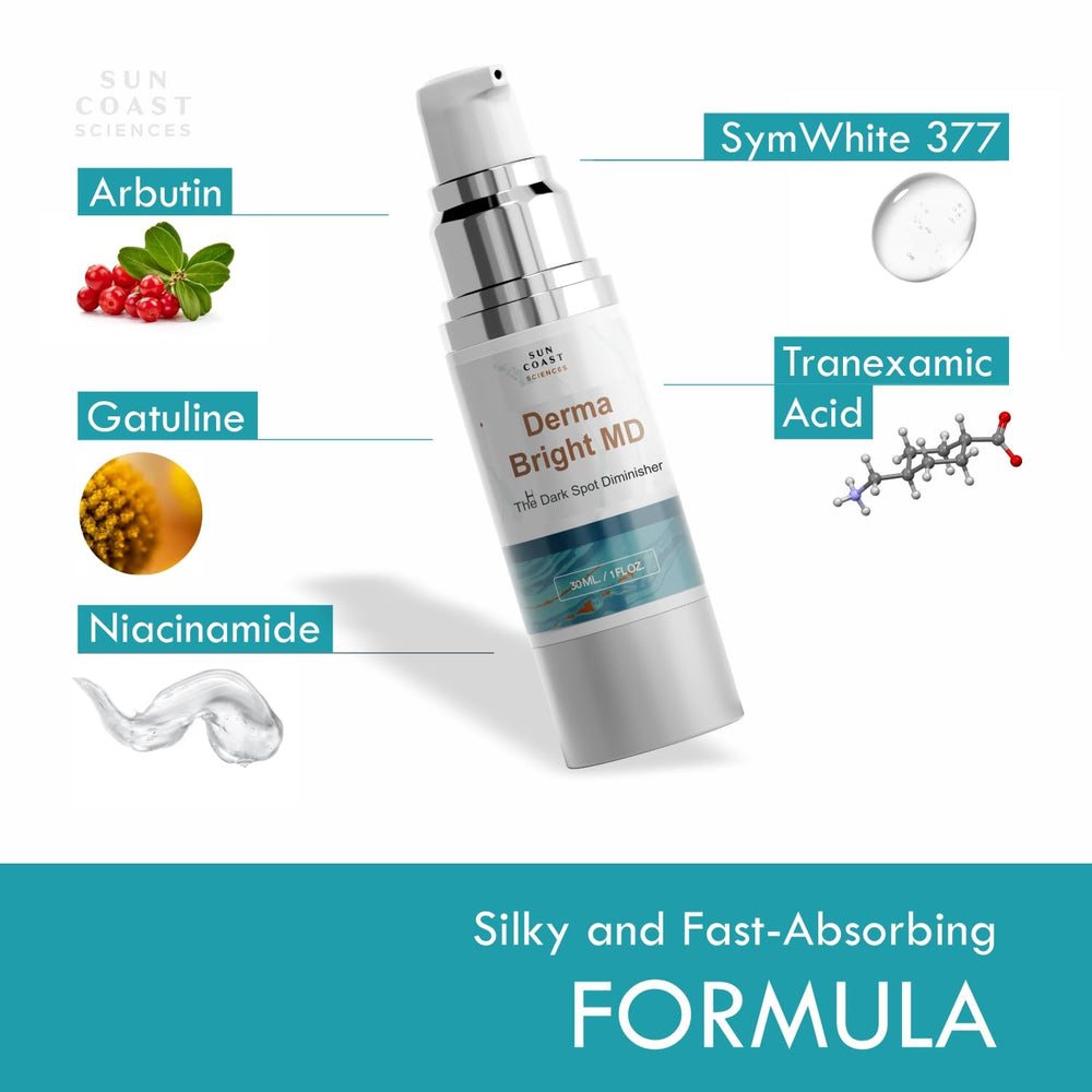 Vanity scene with DermaBright MD serum ready for daily use