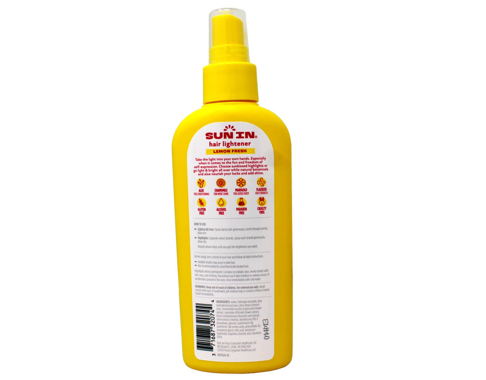 Sun-In Hair Lightener Spray Lemon Fresh packaging helps refresh your look anytime.