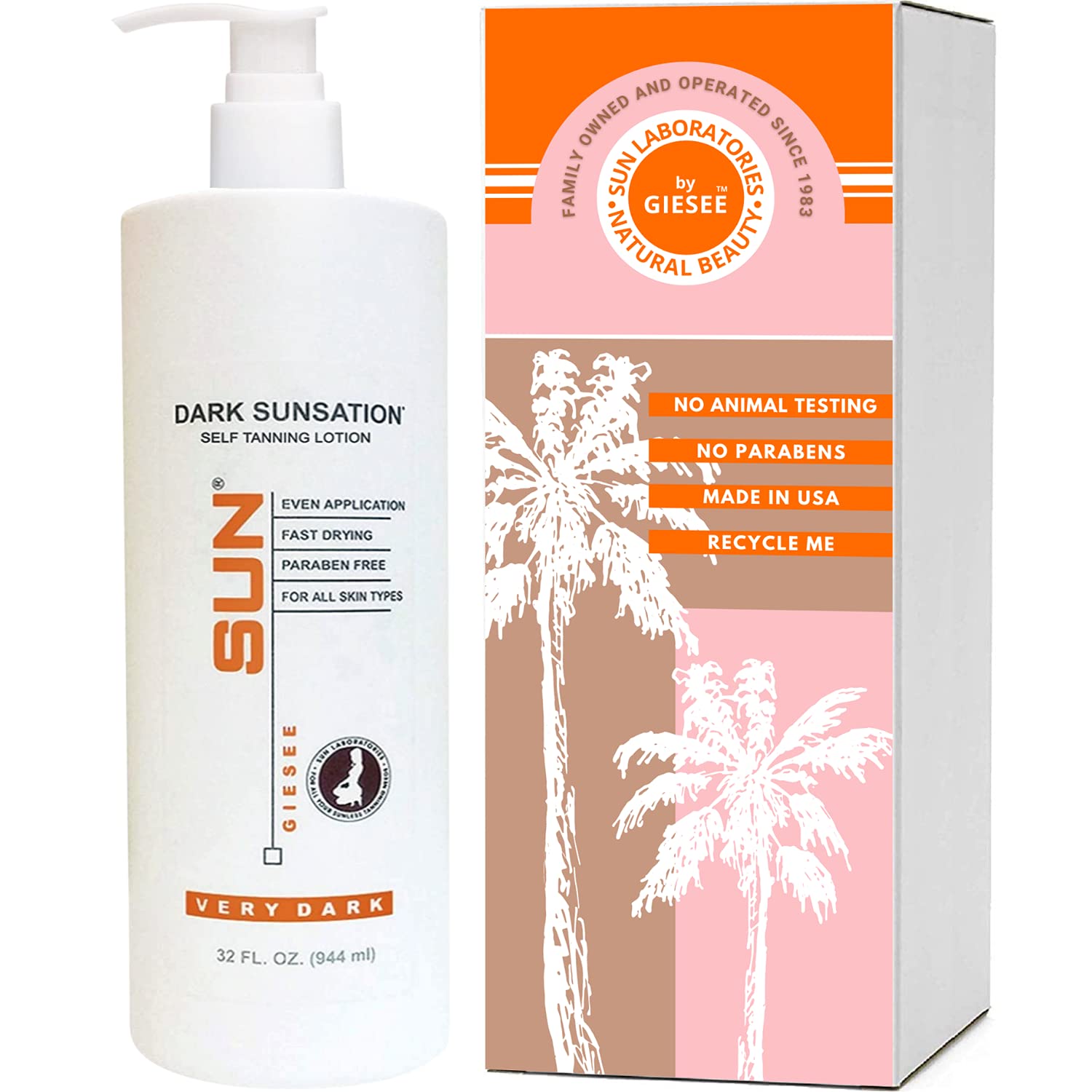 Sun Laboratories by Giesee Dark Sunsation lotion bottle for a deep, sunless tan.