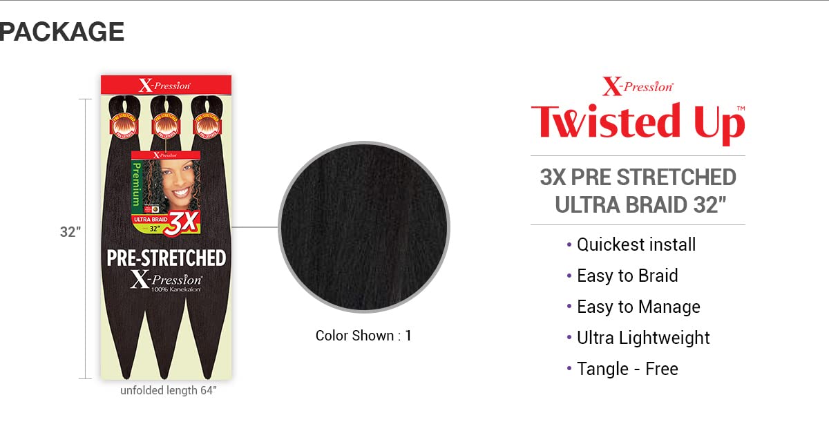 Sun Taiyang Outre XPression 3X lightweight braid for comfortable wear and easy styling