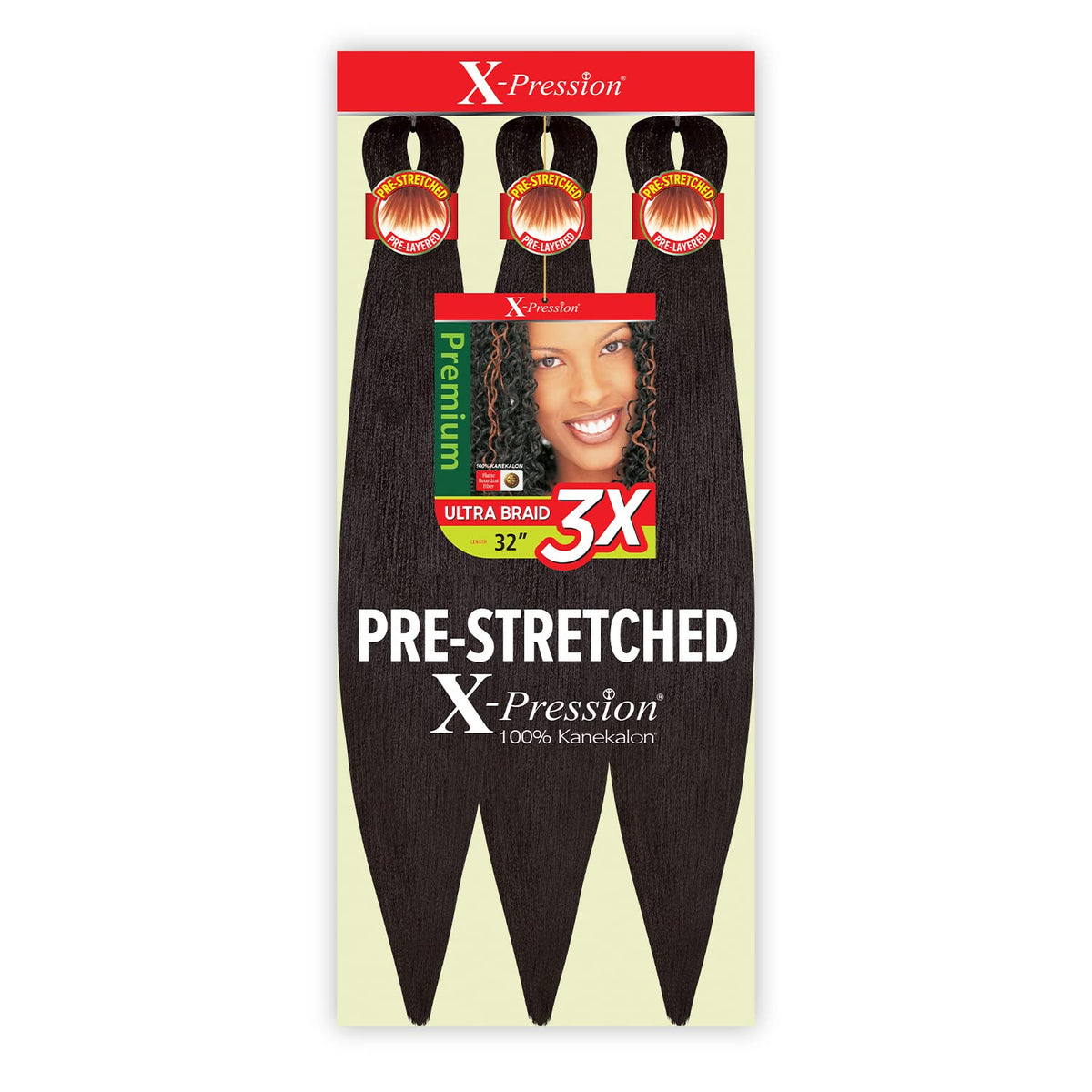 Sun Taiyang Outre XPression 3X pre-stretched Ultra Braid 32'' in 1B Off Black for fast install