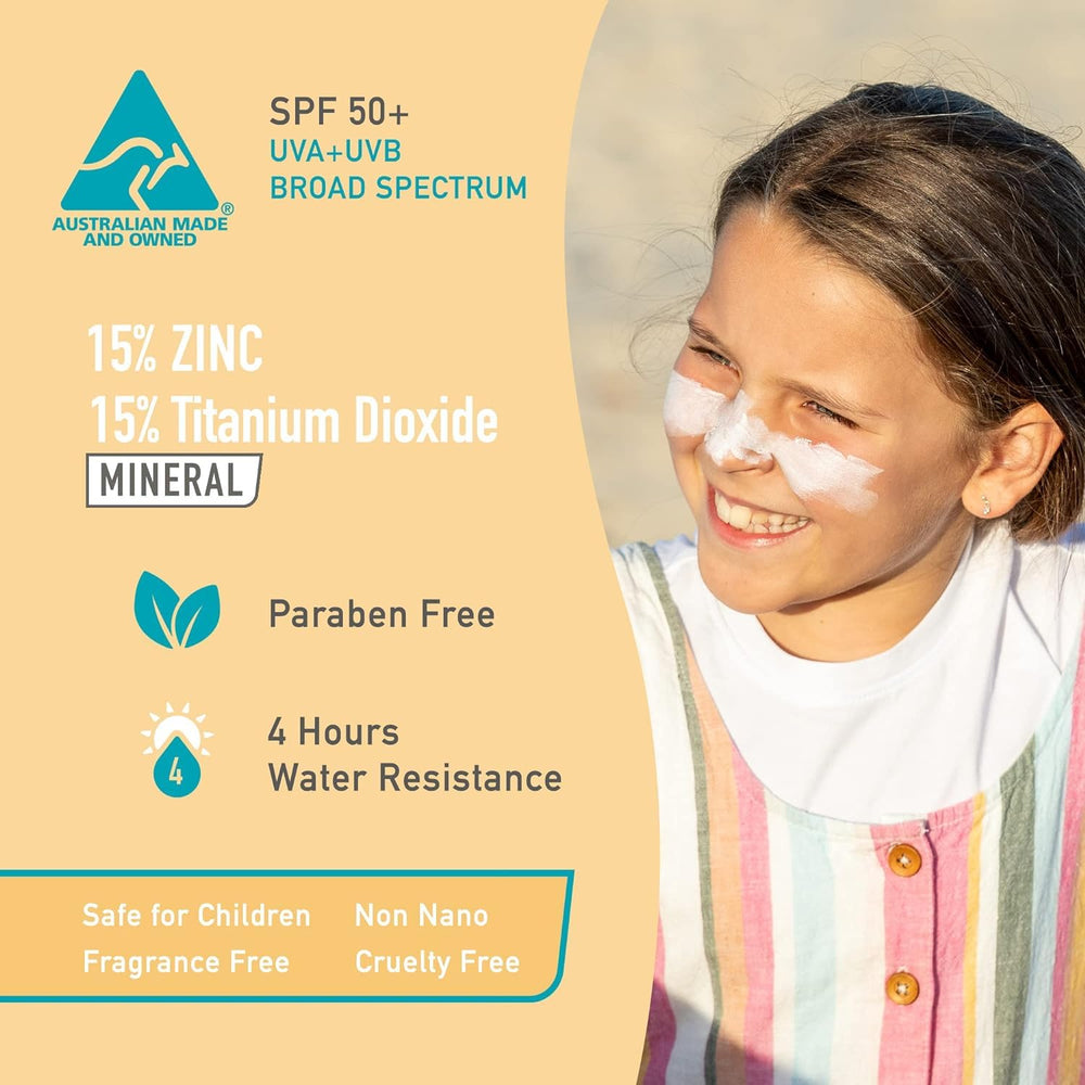 Sun Zapper sunscreen stick applied to the face demonstrating easy glide and quick coverage