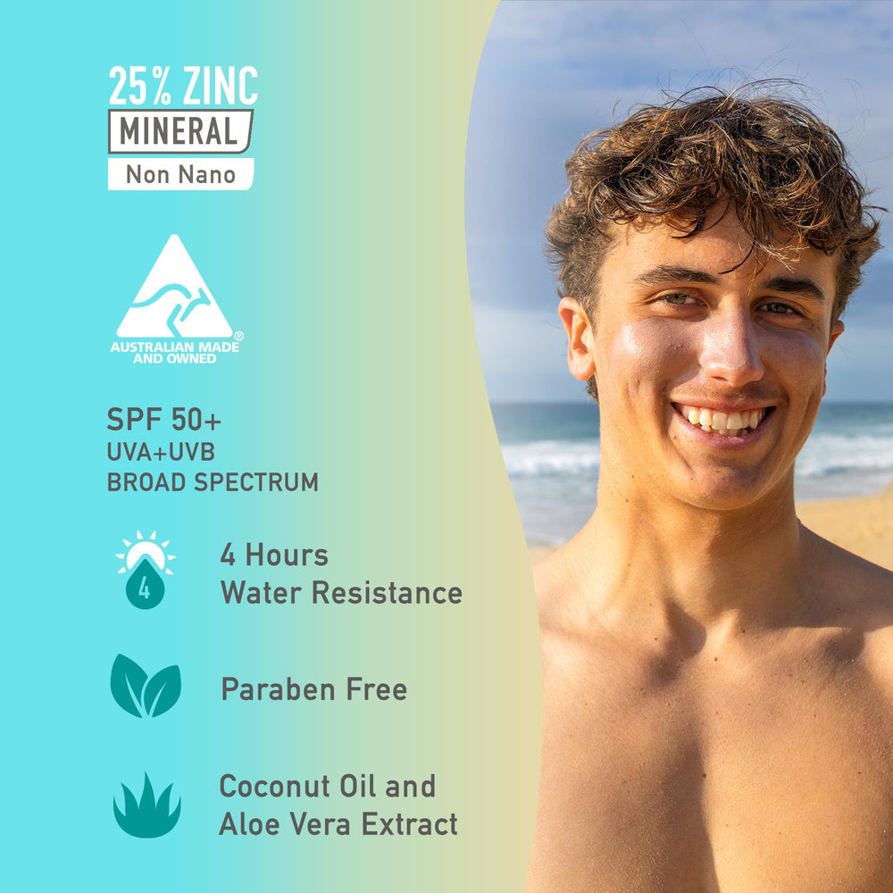 Sun Zapper sunscreen stick applied on the face for seamless mineral protection.