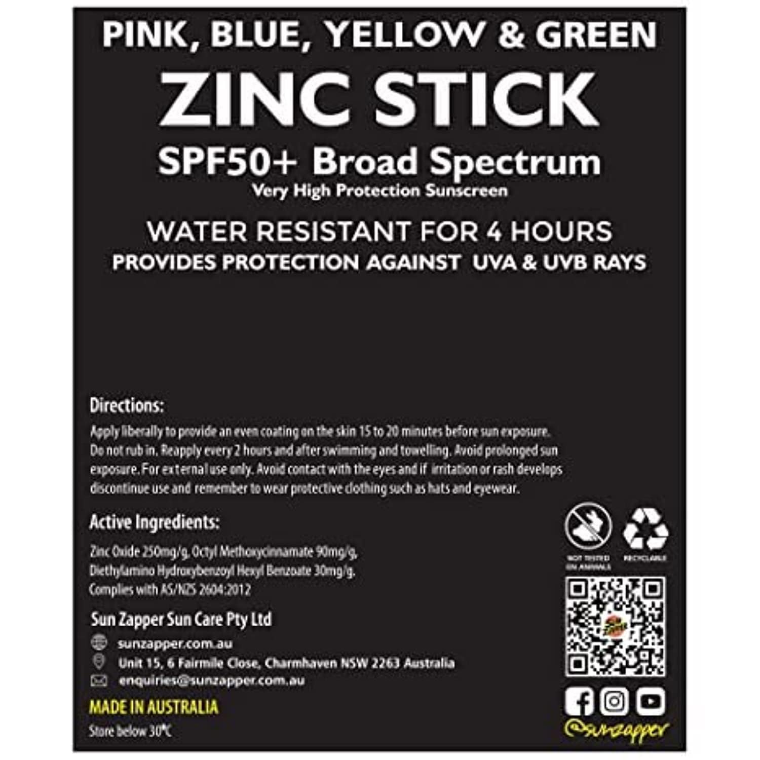 Sun Zapper yellow zinc oxide stick bright option for family outings.