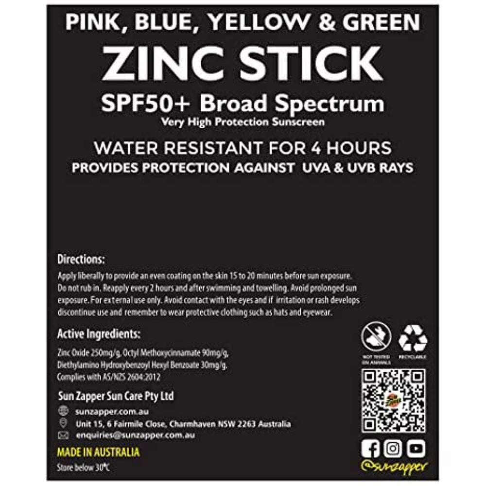 Sun Zapper yellow zinc oxide stick bright option for family outings.
