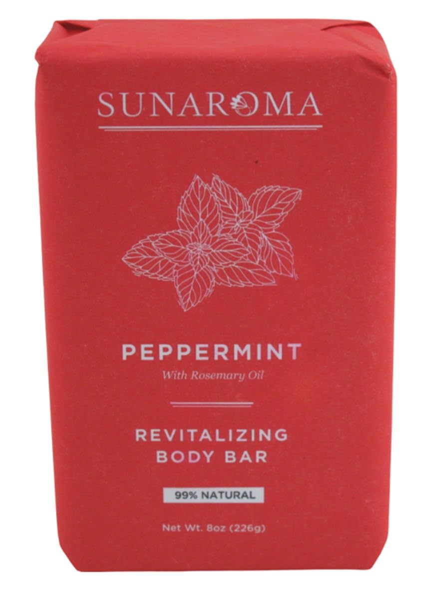 SUNAROMA Pepper Mint Soap bar 6-pack; refreshing cleanse for acne-prone skin
