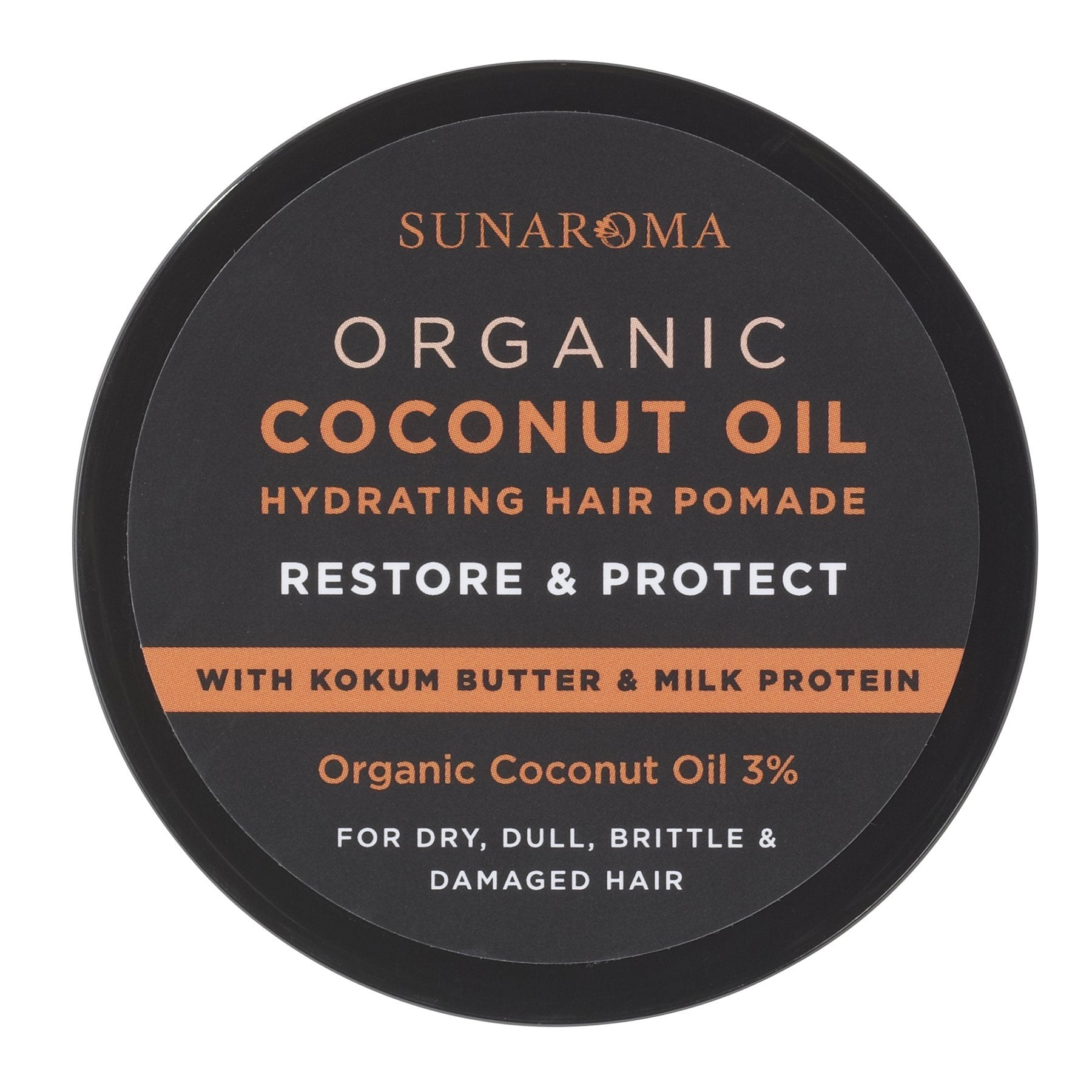 Sunaroma hair pomade jar displays smooth texture ideal for styling.