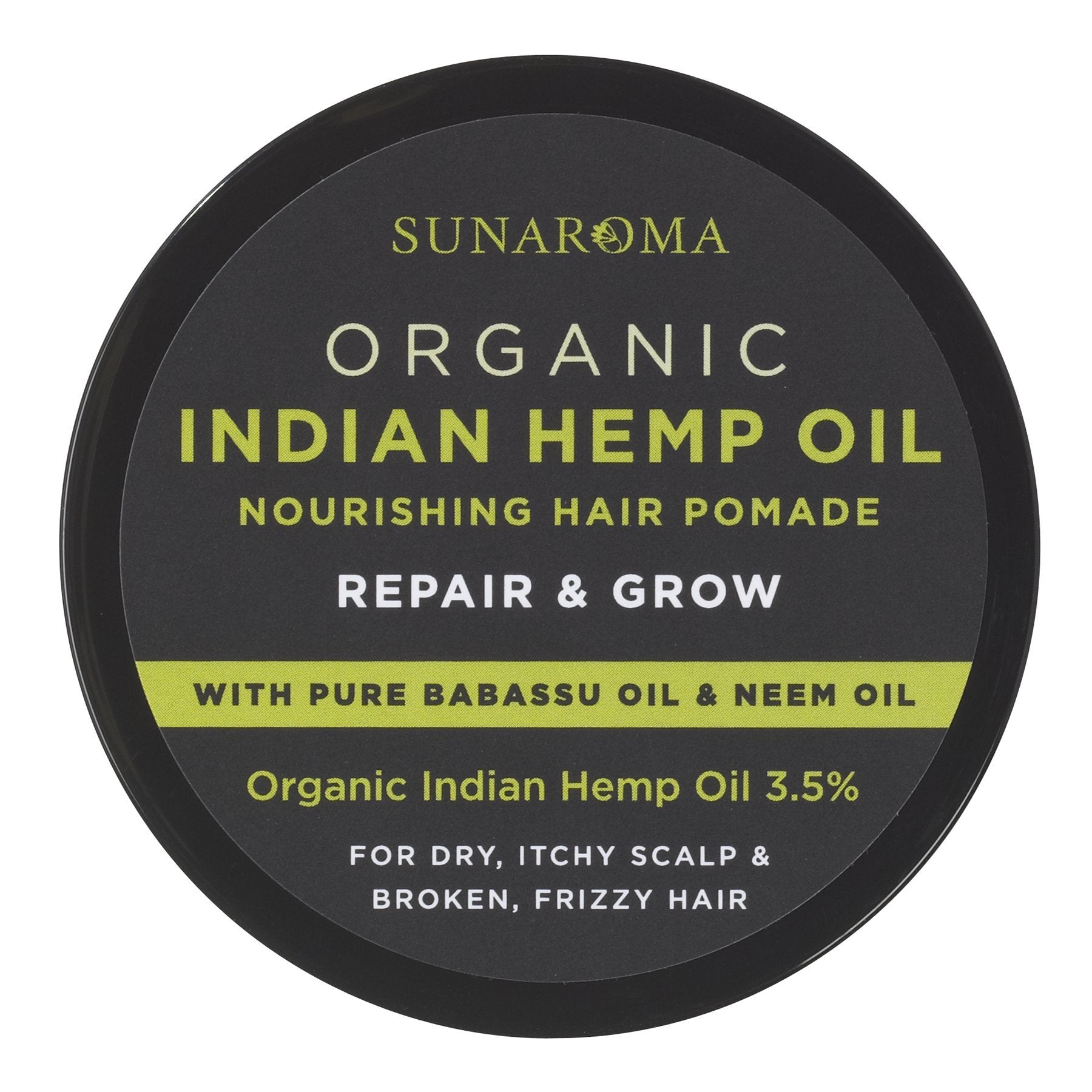 Sunaroma Organic Hair Pomade babassu oil ingredient highlights moisture locking benefits