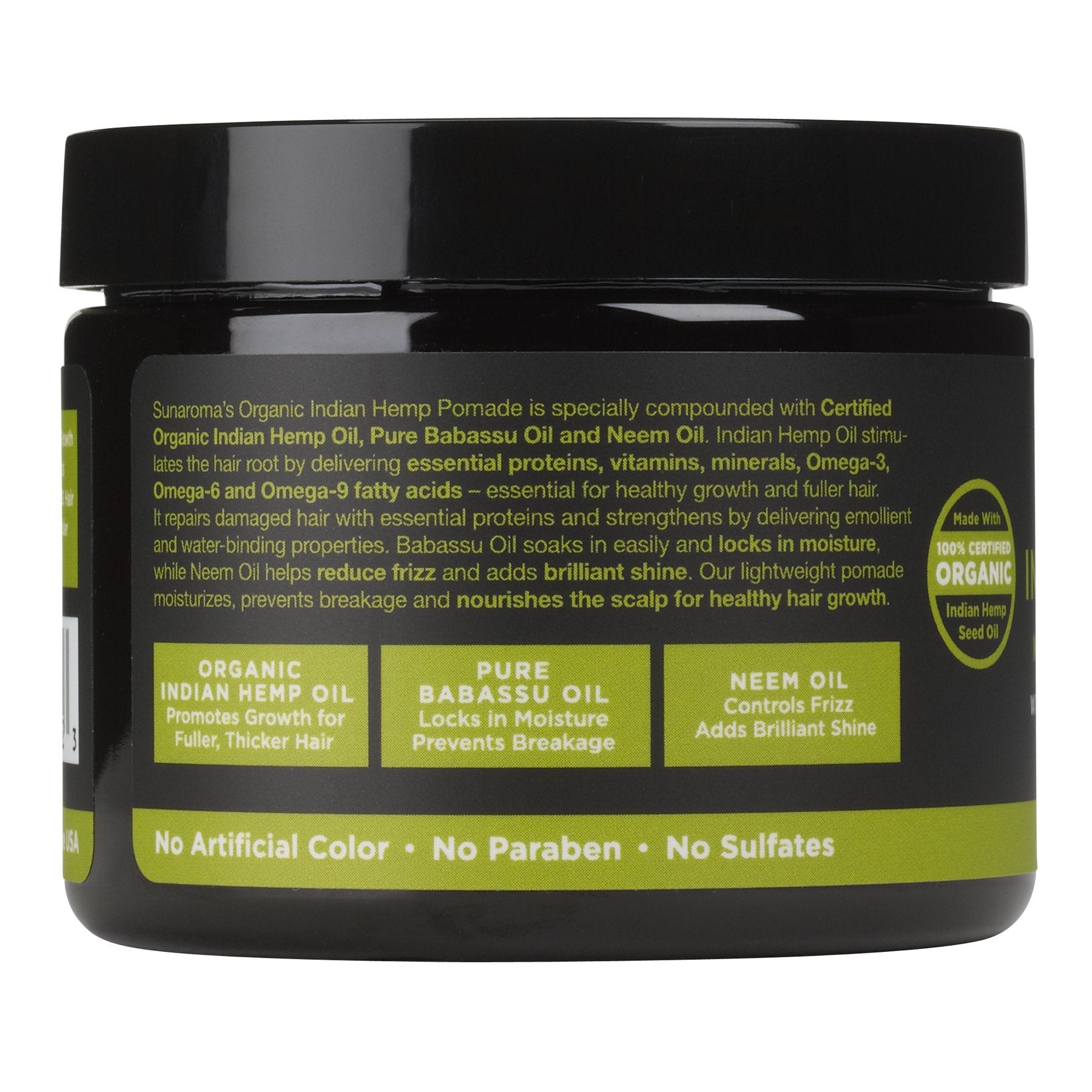 Sunaroma Organic Hair Pomade neem oil gloss for frizz control and natural shine