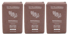 SUNAROMA Patchouli Soap Bar Pack lavender scent evokes spa-like relaxation.