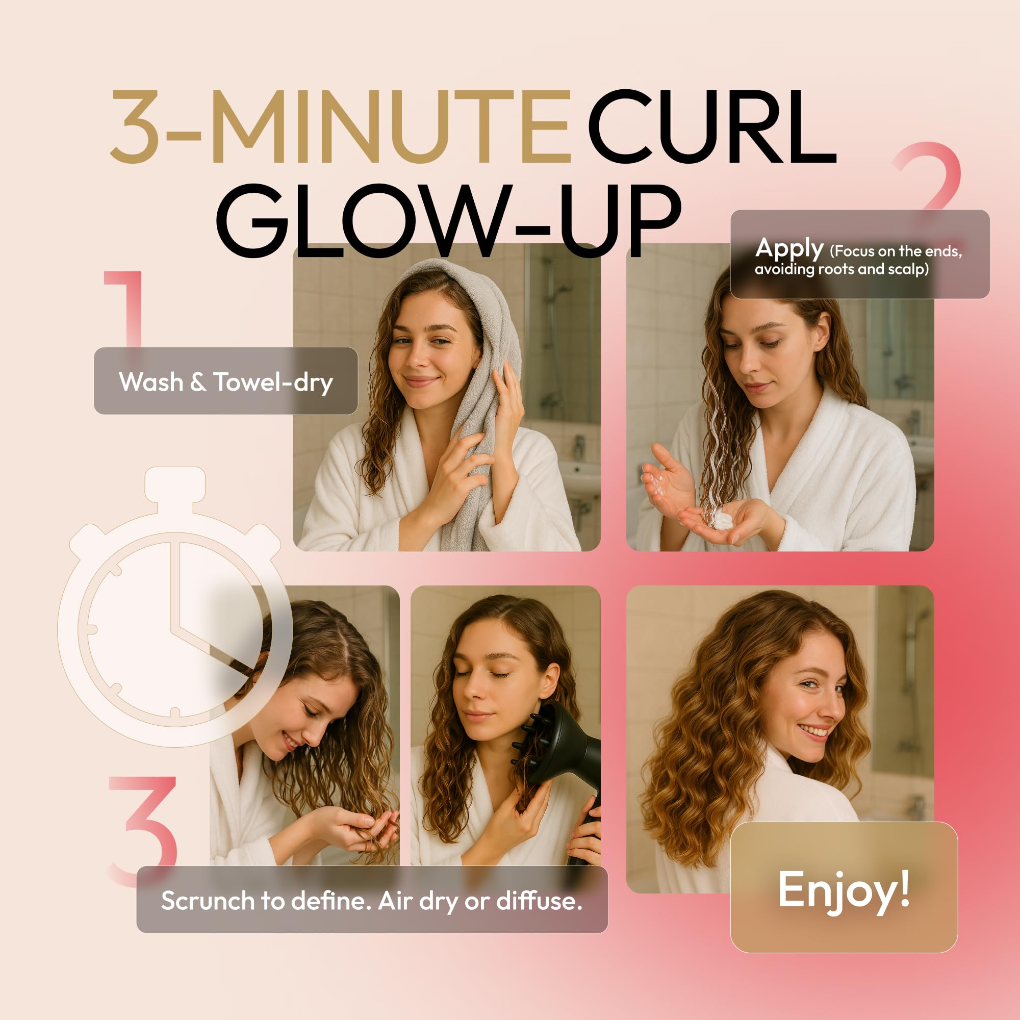 SUNATORIA Curl Cream bottle with ingredients icons, clean vegan formula.