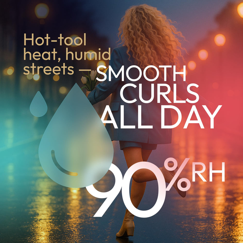 SUNATORIA Curl Cream texture close-up showing smoothing, non-crunch defining feel.