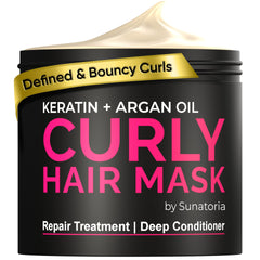 SUNATORIA Curly Hair Mask delivers deep conditioning for silky curls.