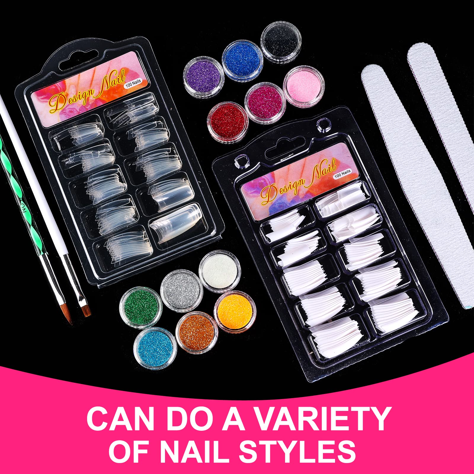 SUNBELEE acrylic nail tips two boxes for easy starters.