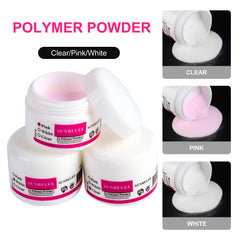 SUNBELEE glitter acrylic powder 12 colors for creative nail art.
