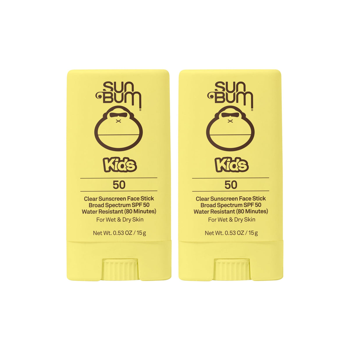 Sun Bum Kids SPF 50 Clear Face Stick pack-2 for on-the-go sun protection