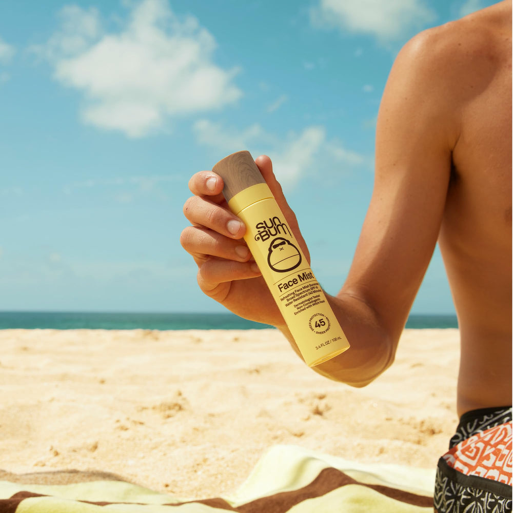Sun Bum Original SPF 45 bottle label highlights reef-friendly formulation.