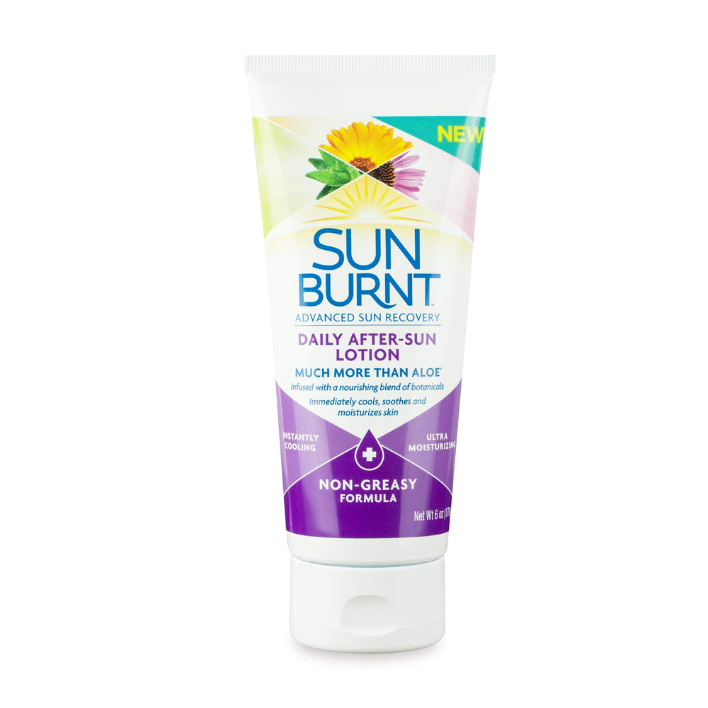 SunBurnt Advanced After-Sun Lotion being pumped to illustrate quick absorption.
