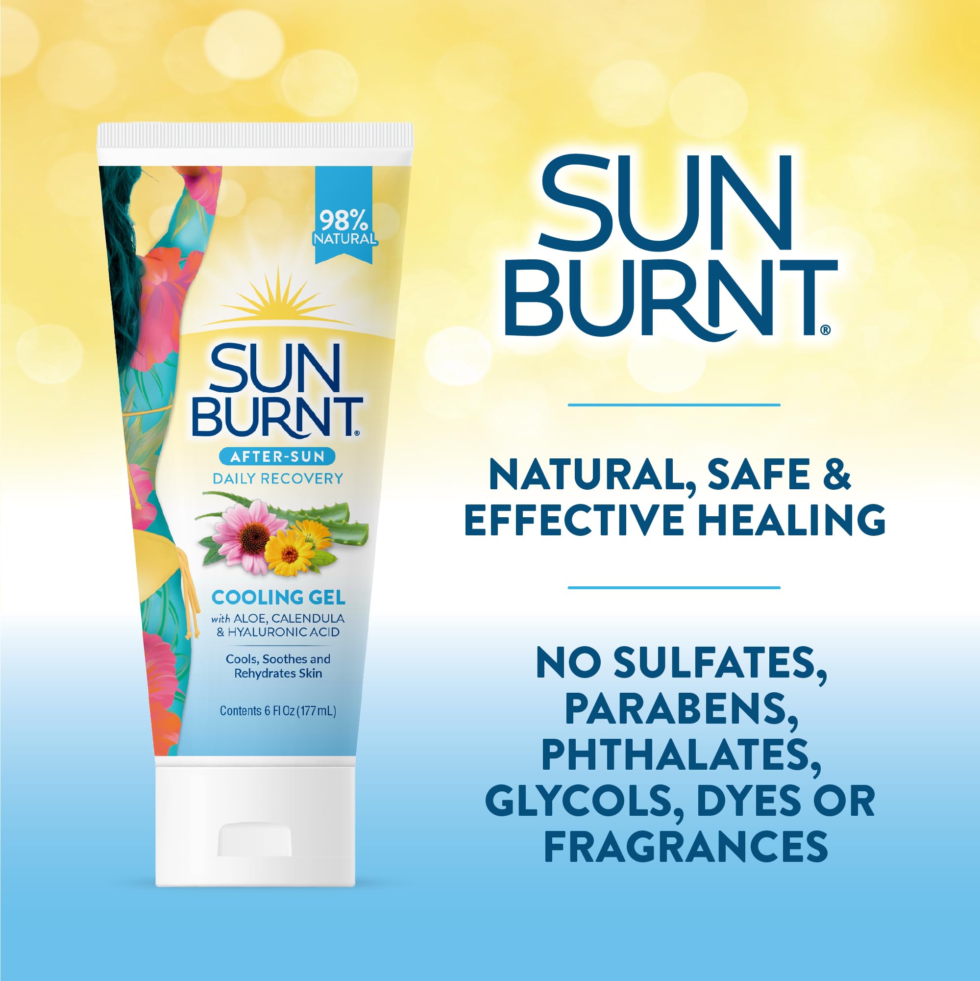 Sunburnt EMCW9 applied on forearm for cooling and hydration.