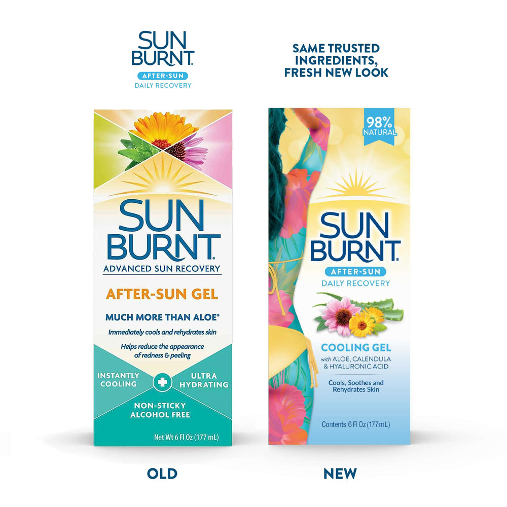 Sunburnt EMCW9 ingredients featuring aloe vera, calendula and echinacea for soothing care.