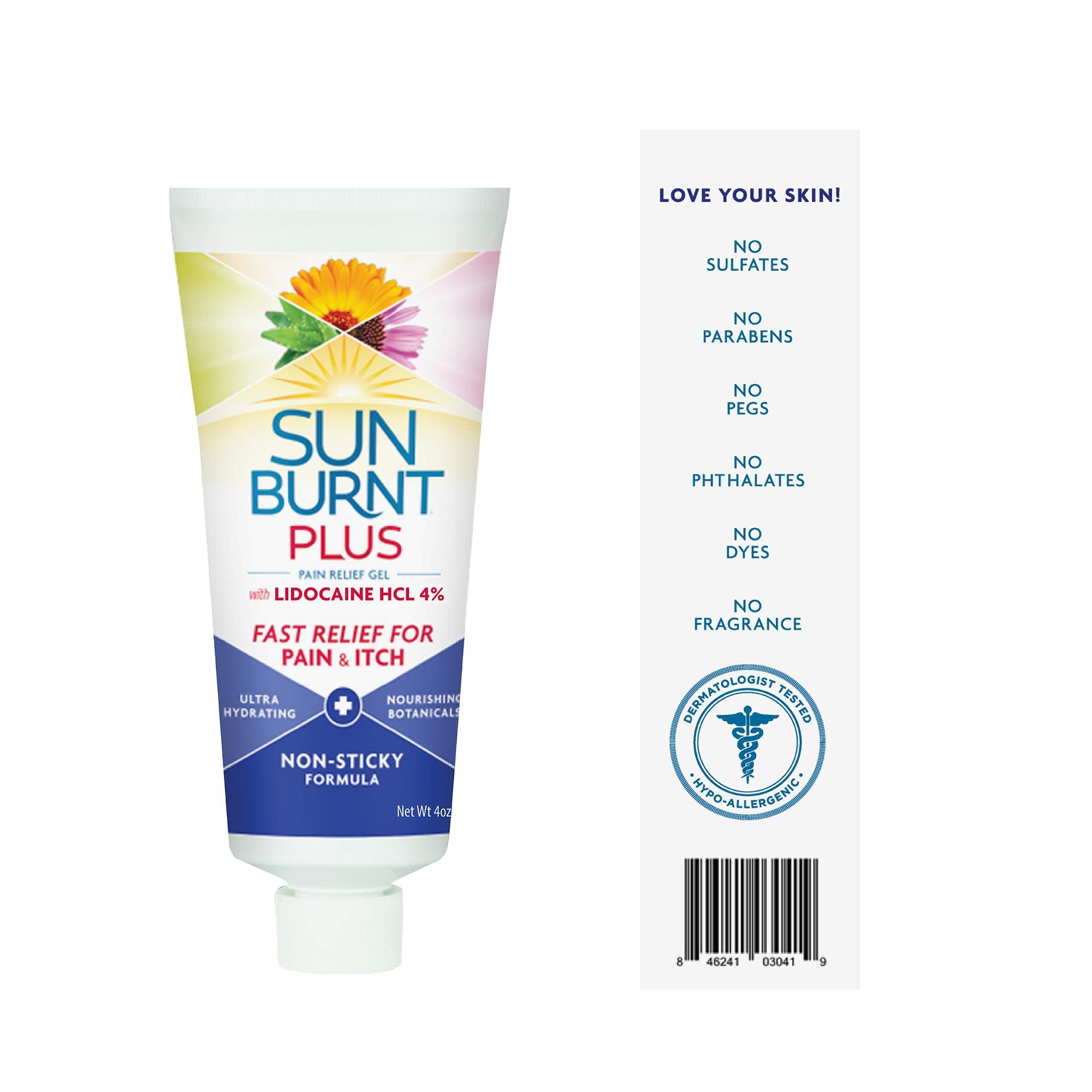 Sunburnt Plus first-aid-plus-use scene illustrates versatile after-sun care