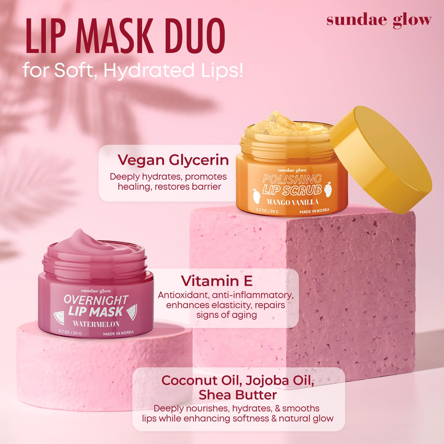 Sundae Glow Lip Care Shea Butter delivers deep moisture.