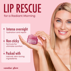 Sundae Glow lip mask packaging highlights clean, natural formula in a dermatologist-tested lip care