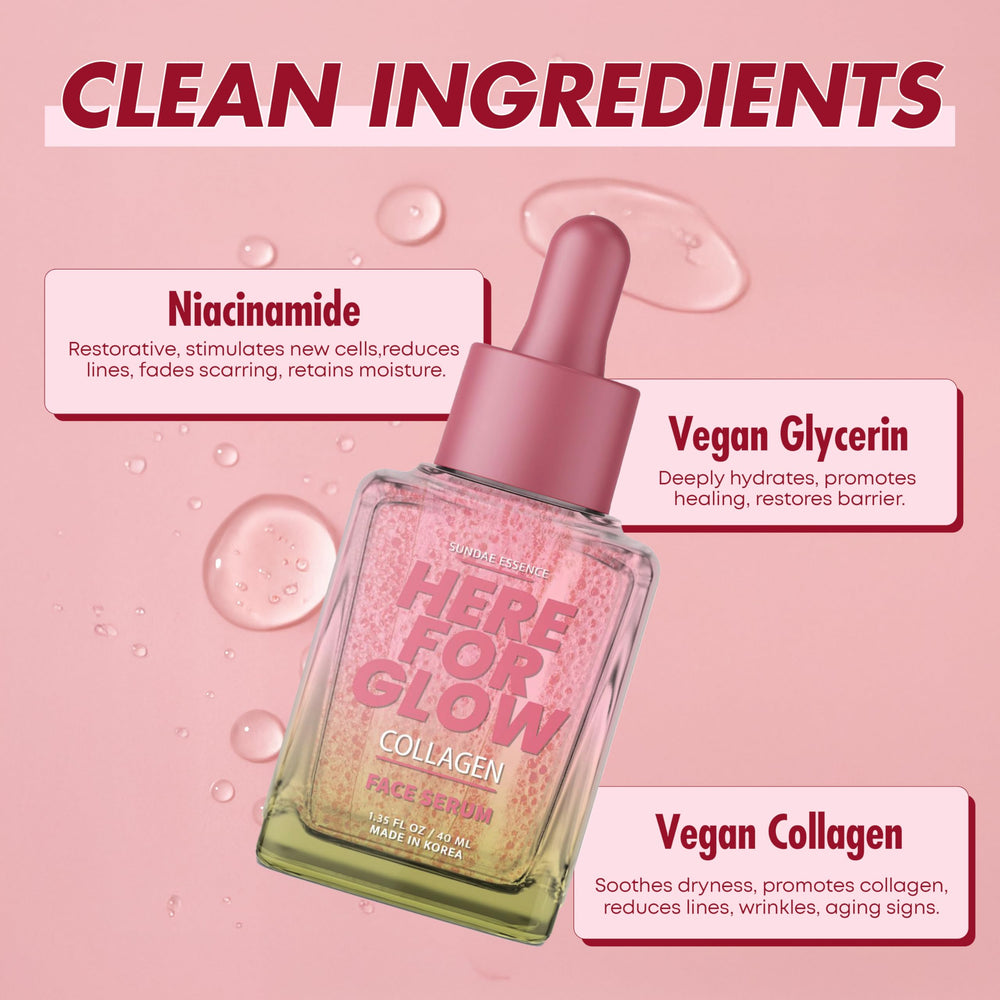 Texture close-up of Sunday Essence Collagen Serum silky and lightweight