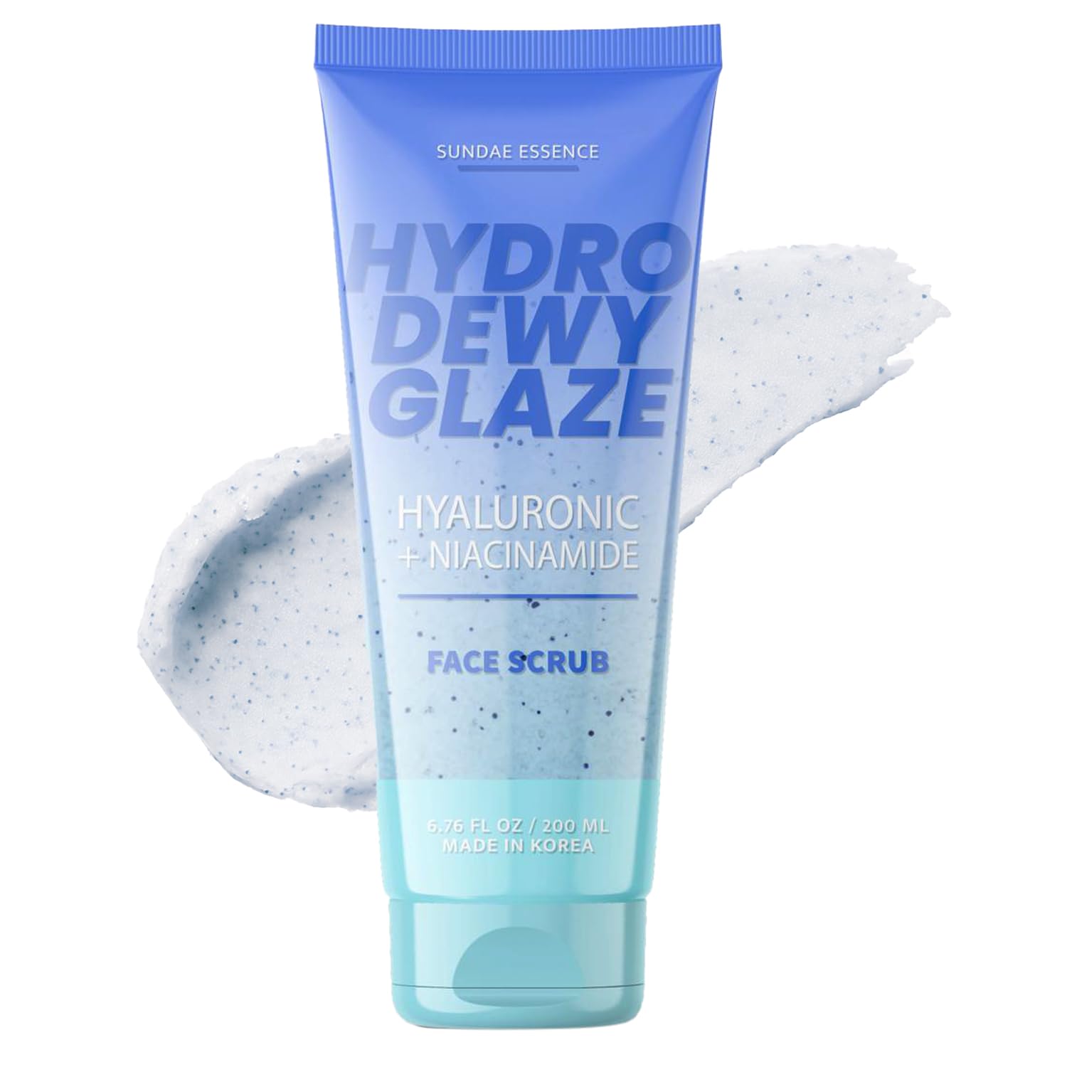 Sunday Essence Face Scrub bottle with hyaluronic acid delivers hydration while exfoliating.