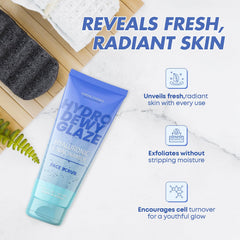 Close-up of exfoliating grains in Sunday Essence Face Scrub for smoother skin texture.
