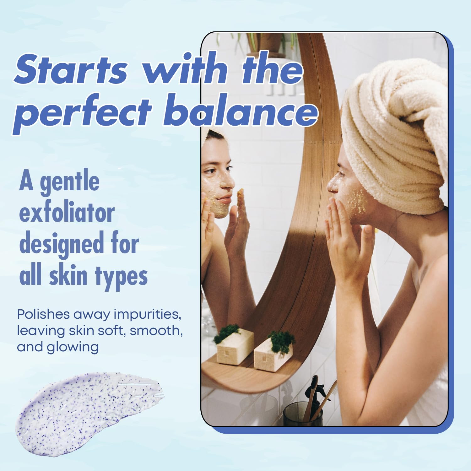 Skin after use with Sunday Essence Scrub showing a natural glow and smooth finish.