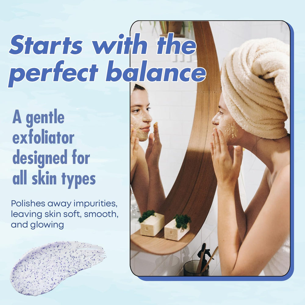 Skin after use with Sunday Essence Scrub showing a natural glow and smooth finish.