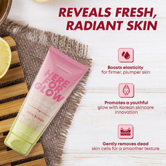 Close-up of Sunday Essence vegan collagen ingredients in the scrub for skin-friendly care.