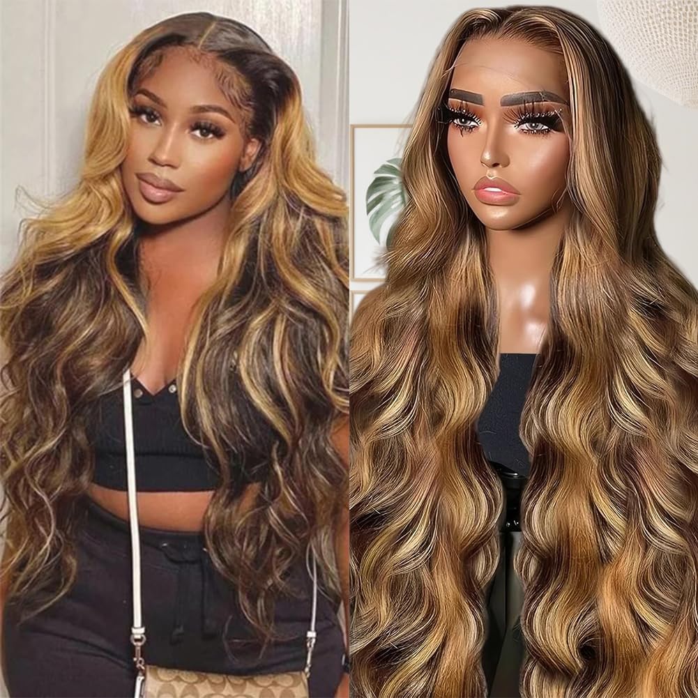 Sunelk honey blonde ombre lace front wig with natural parting and 13x6 HD lace