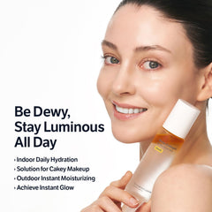 SUNGBOON EDITOR Deep Collagen Barrier Serum Mist spray close-up showing dewy finish