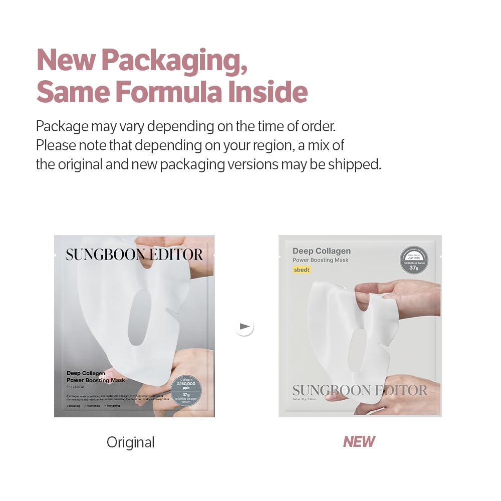 SUNGBOON EDITOR Deep Collagen Overnight Mask hydrogel sheet ready to hydrate skin.