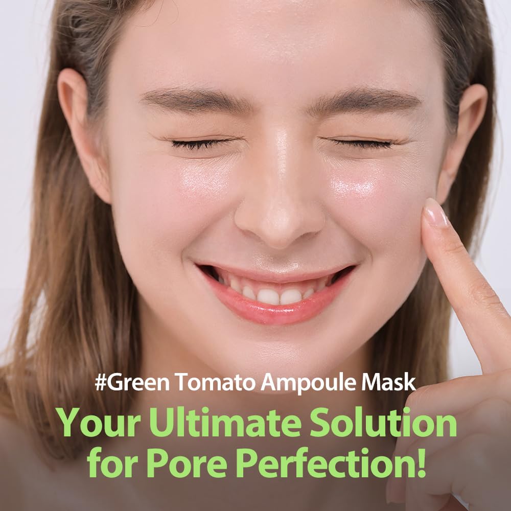 SUNGBOON EDITOR Green Tomato Pore Lifting Ampoule Mask during application demonstrates smooth adherence