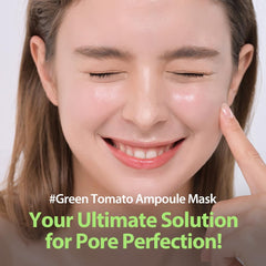 SUNGBOON EDITOR Green Tomato Pore Lifting Ampoule Mask during application demonstrates smooth adherence