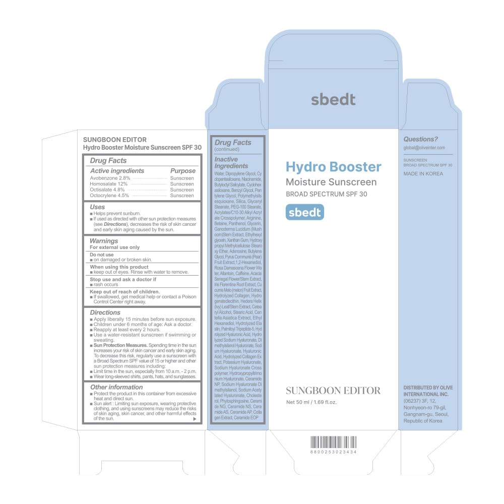 SUNGBOON EDITOR Hydro Booster Sunscreen bottle in compact travel kit.
