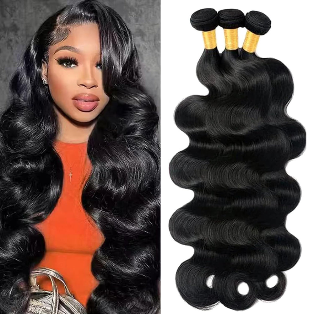 Sungirl Brazilian virgin body wave bundles 18inch closeup weft highlighting durability