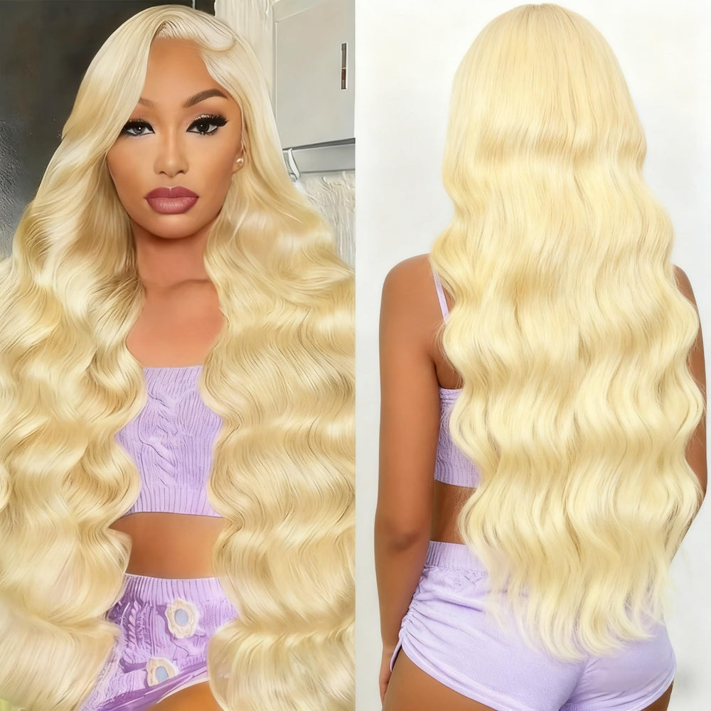 SUNKASA 32-inch 613 lace front wig with body wave for voluminous blonde style