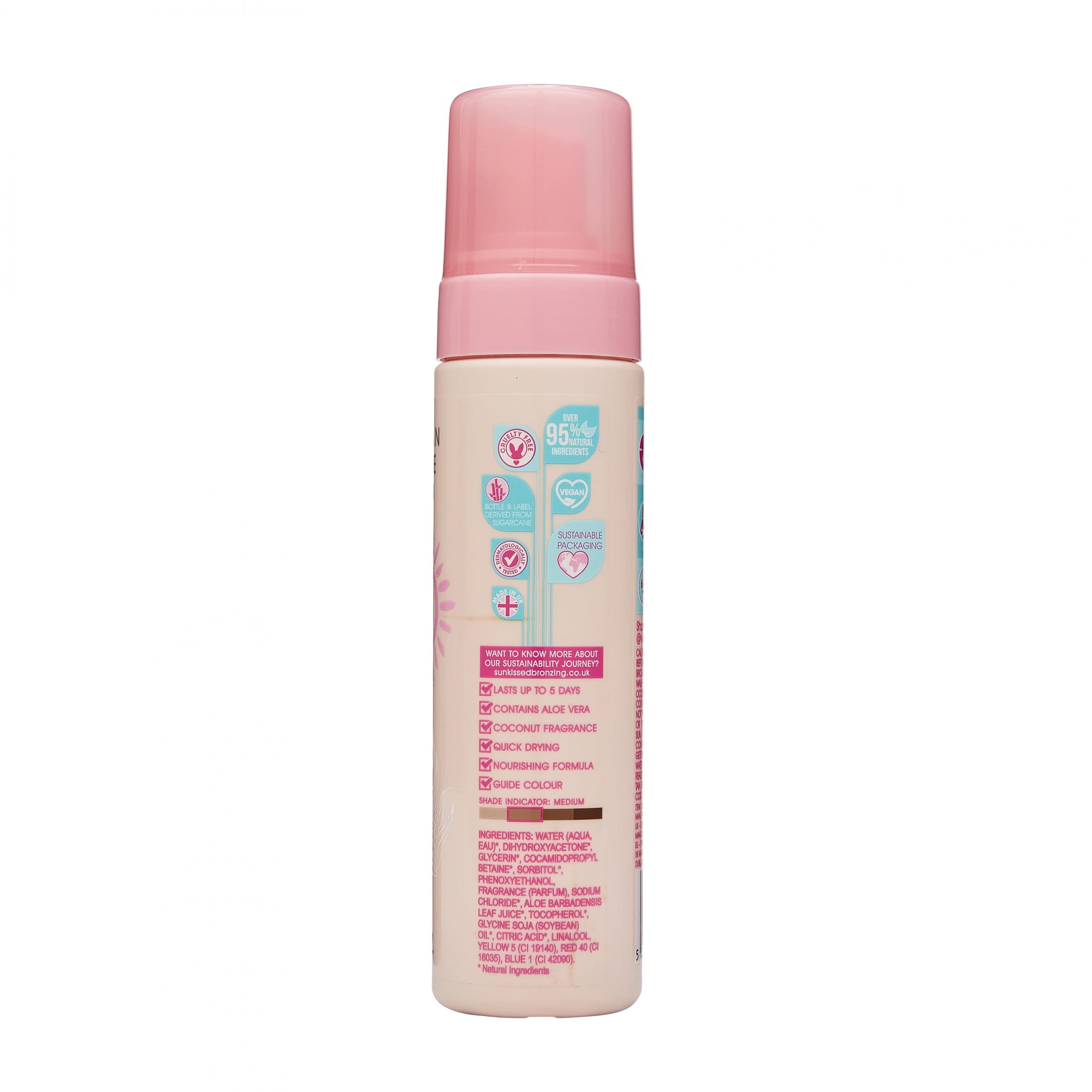 Sunkissed Self Tan Mousse Medium application on skin showing buildable bronze tint.