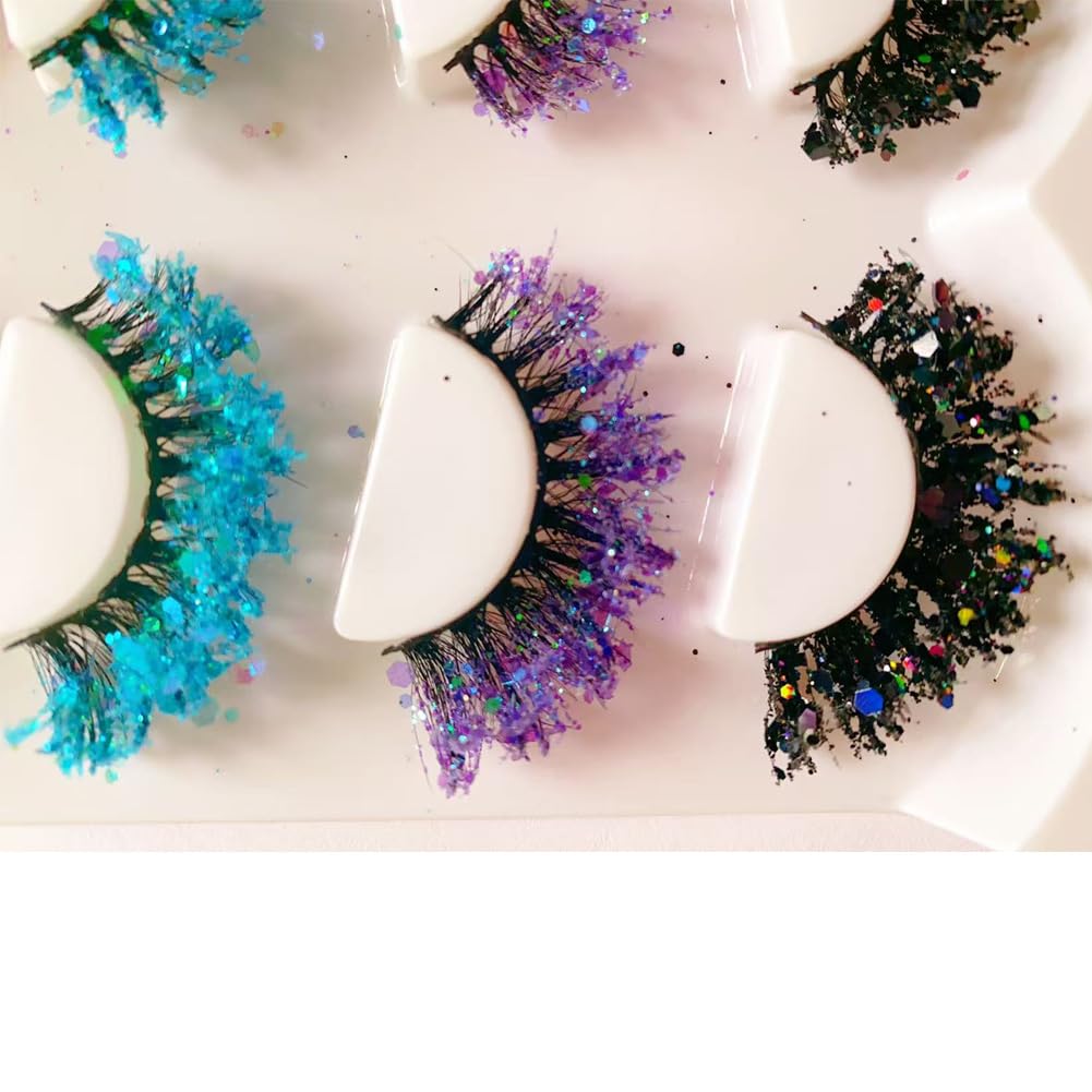 Sunniess stage lashes with holographic sparkle for Halloween