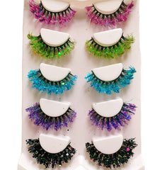 Sunniess Luminous Glitter Lashes with colored sequins for cosplay and parties