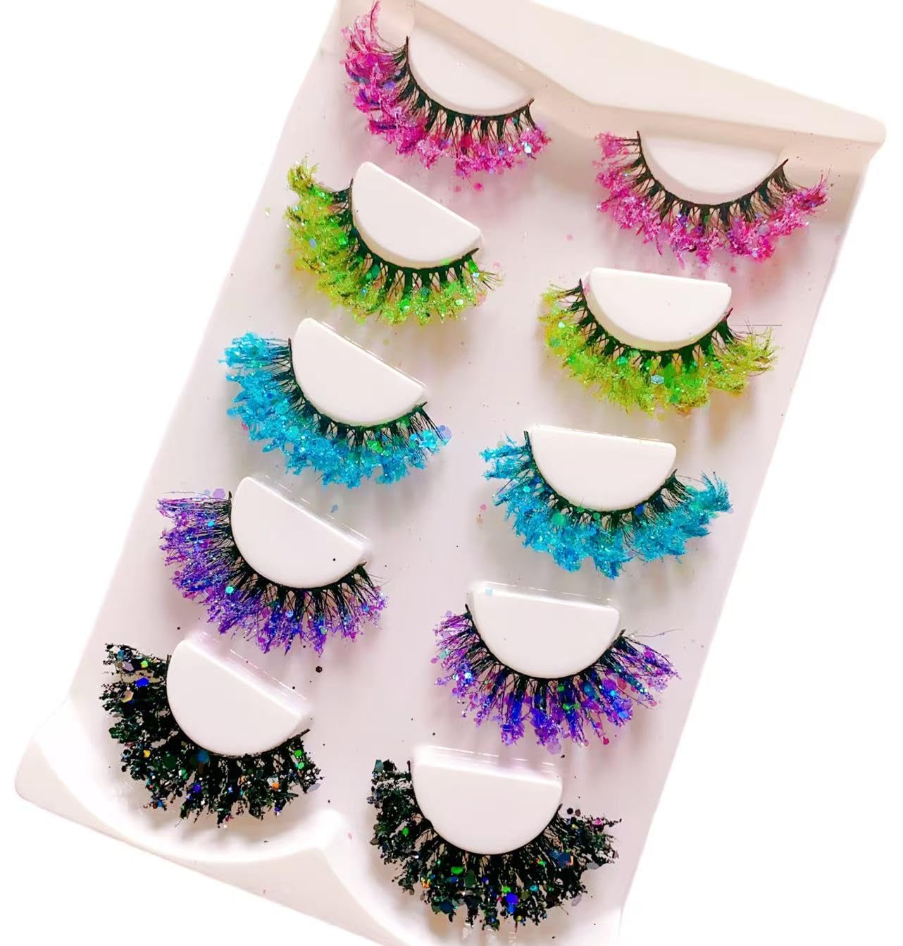 Sunniess Luminous Glitter Lashes with stage sequins for dramatic evening looks