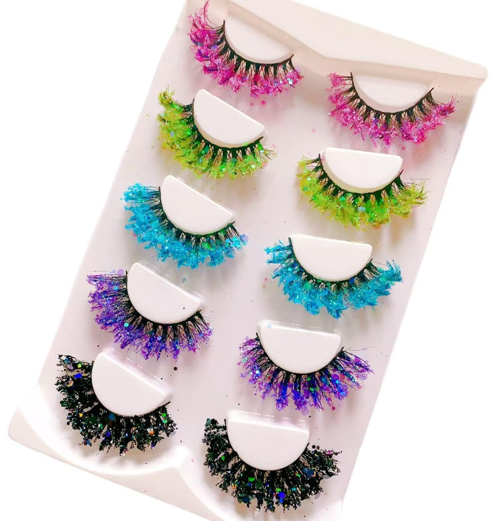 Sunniess Luminous Glitter Lashes with stage sequins for dramatic evening looks