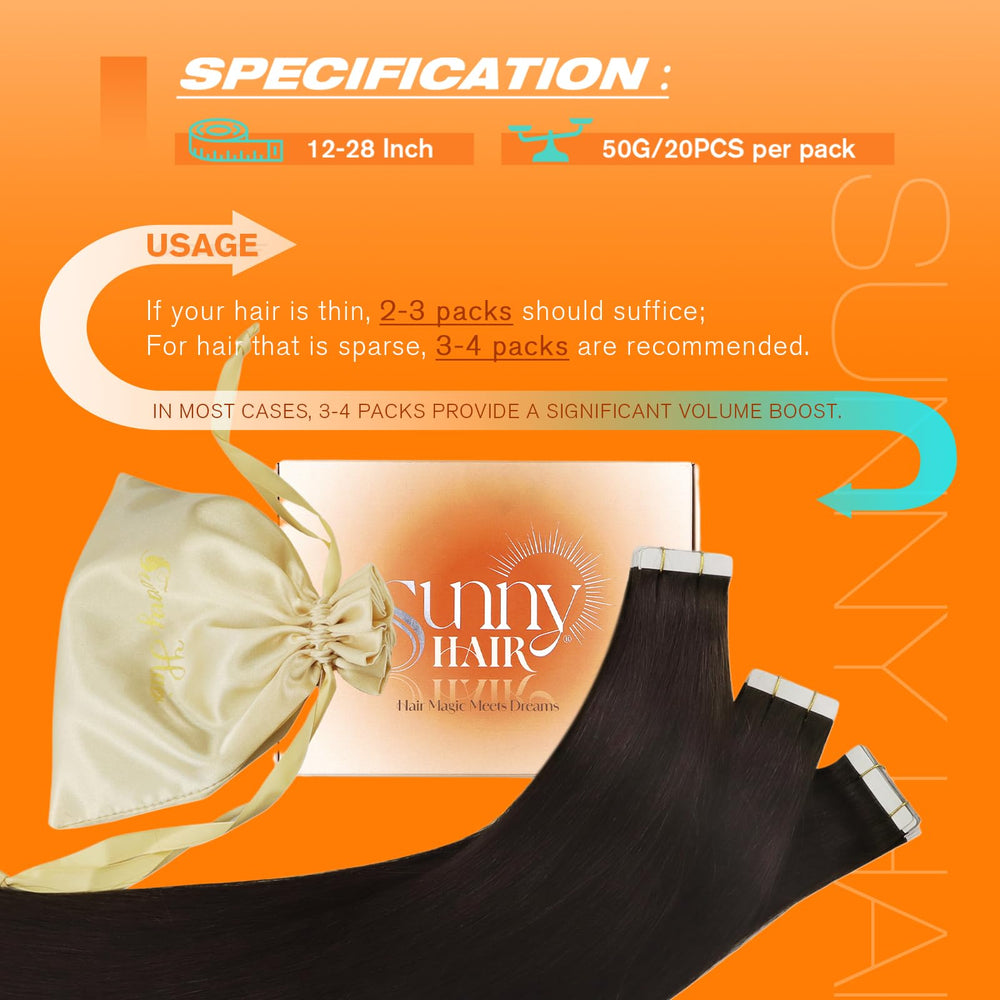 Sunny Hair flat tape sits close to scalp for invisible updos