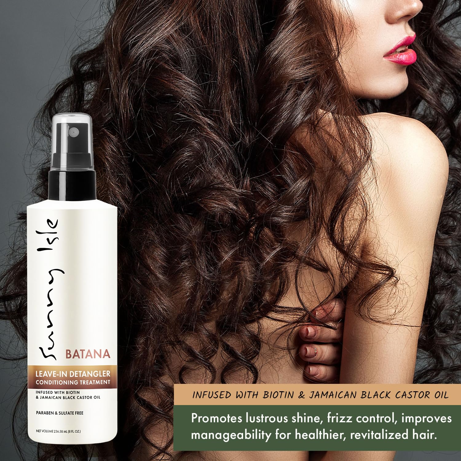 Sunny Isle Batana Leave-In Detangler biotin glow highlights shine and manageability